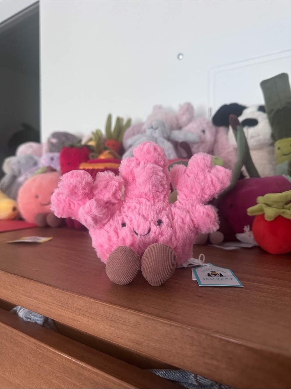 Jellycat Pink Plush Coral with Brown Feet
